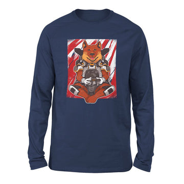 German Shepard Gamer Dog Men/Unisex Drop Shoulder Sweatshirt in Navy color